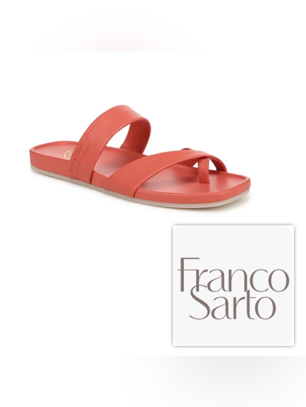 NEW $99 Franco Sarto Women 8 Estella Sandal Slip On Flats comfy Shoes Coral Pink